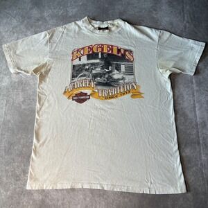 Vintage 90s Harley Davidson Kegels Rockford IL Single Stitch T-Shirt XL White
